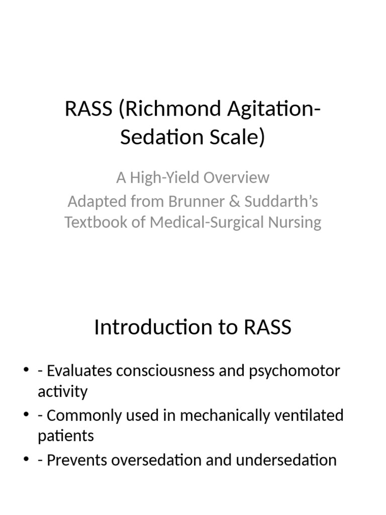 RASS Overview for Sedation Management | PDF