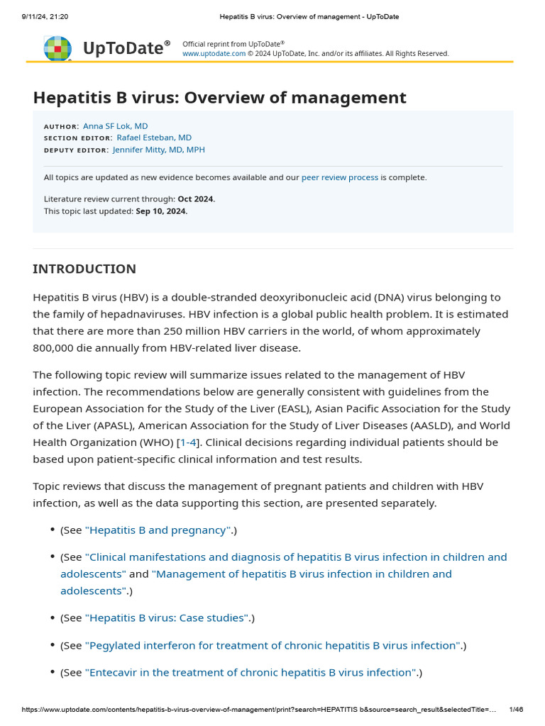 Management of Hepatitis B Infection | PDF | Hepatitis B | Hepatitis