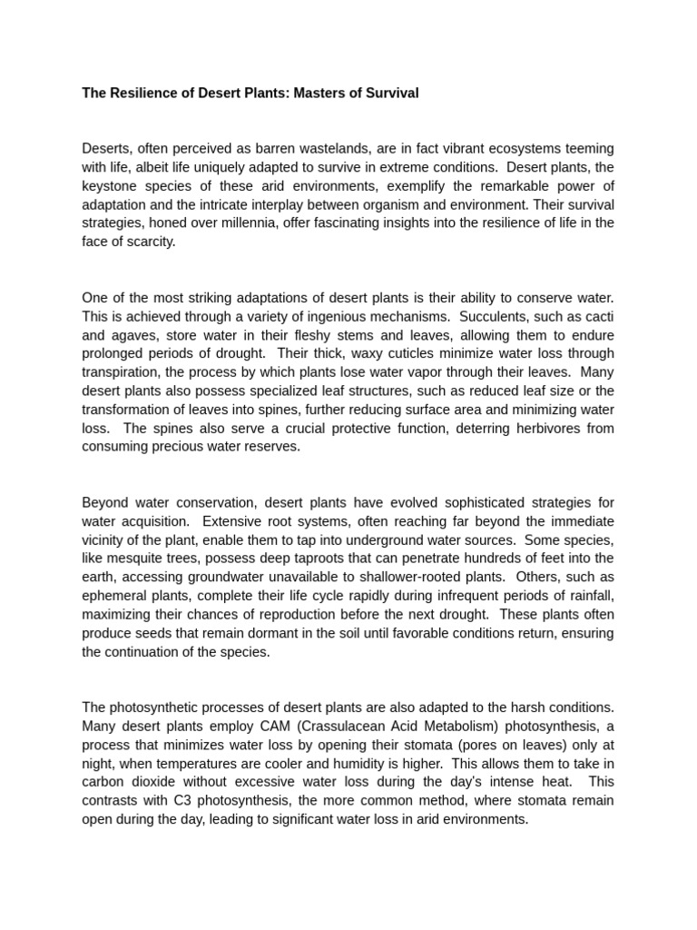 Resilience Strategies of Desert Plants | PDF | Desert | Stoma