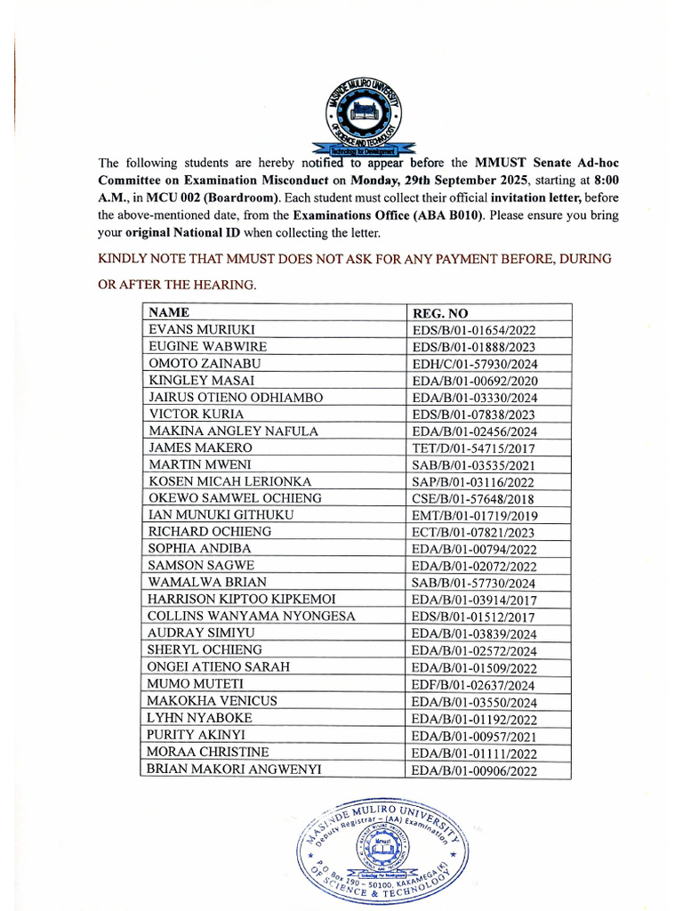 Examination Misconduct List 2 For Circulation To Students | PDF
