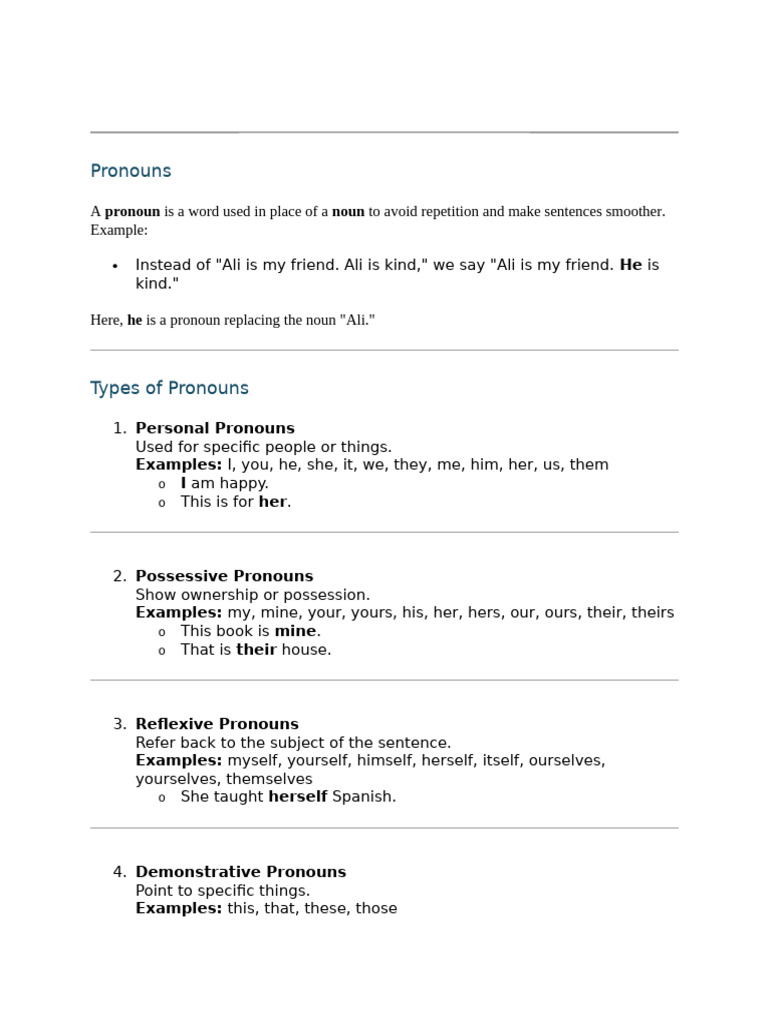 Understanding Different Types of Pronouns | PDF