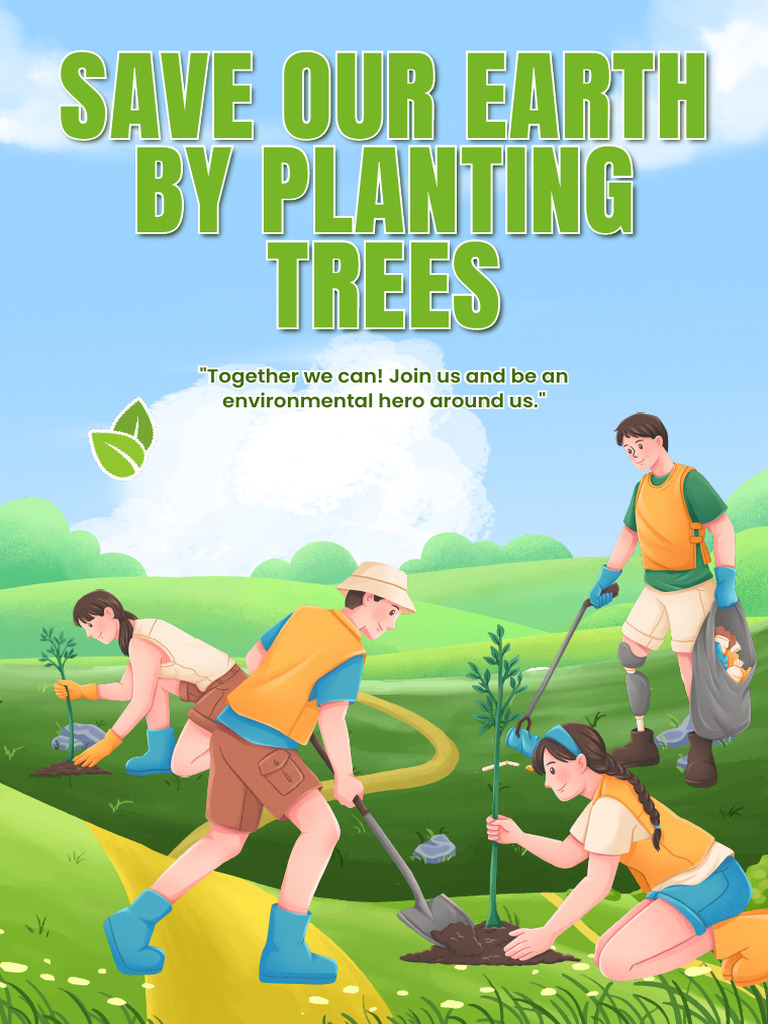 Green and Yellow Modern Illustrative Environmental Care Club Poster PDF ...