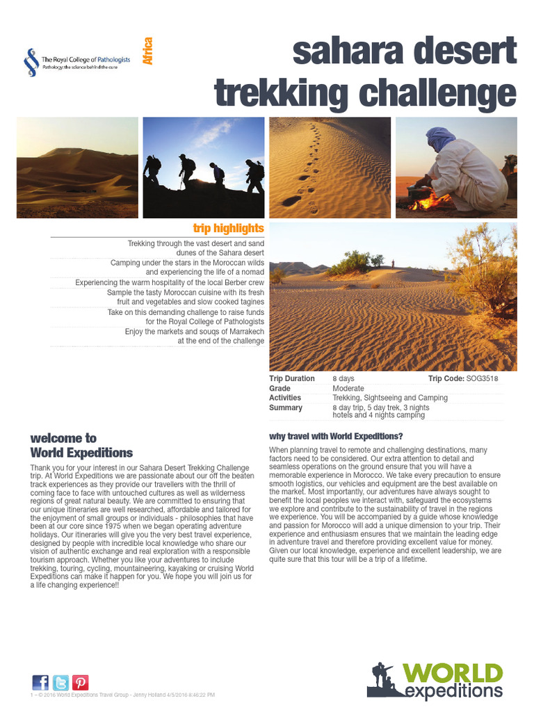 Sahara Desert Trek Programme and Itinerary | PDF | Morocco | Berbers