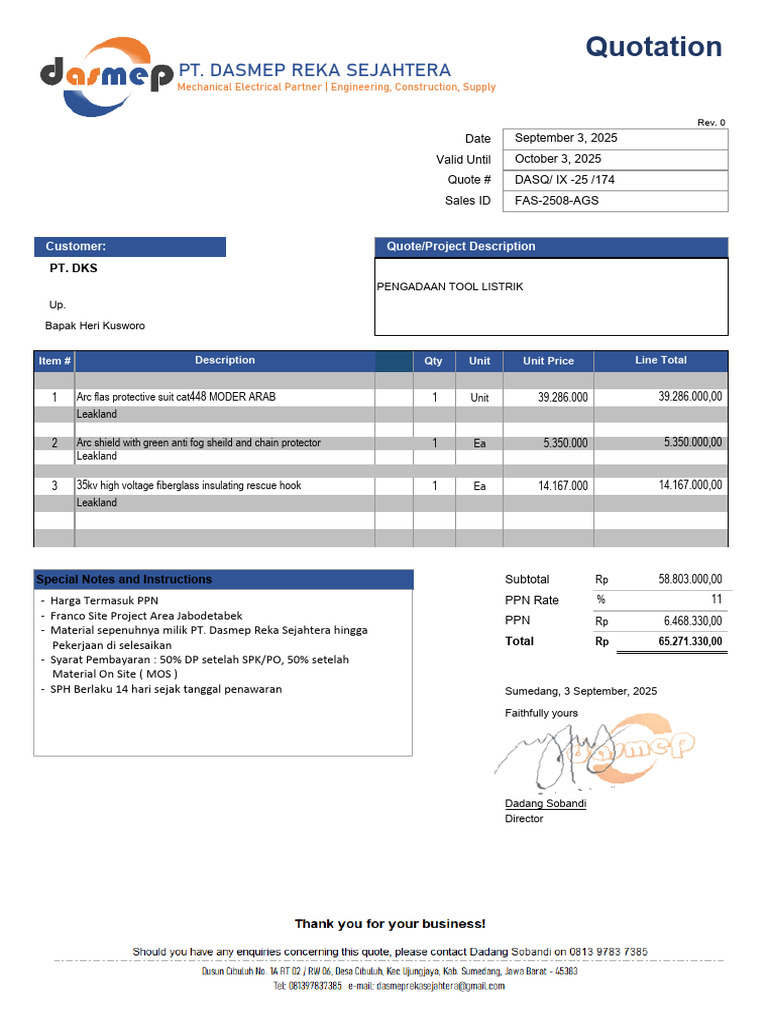 Quotation for Electrical Tools Supply | PDF | Electricity ...