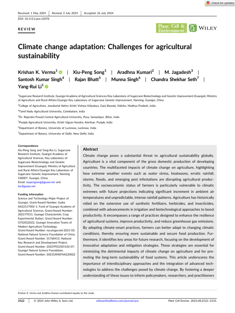 Climate Change and Agricultural Sustainability | PDF | Agriculture ...