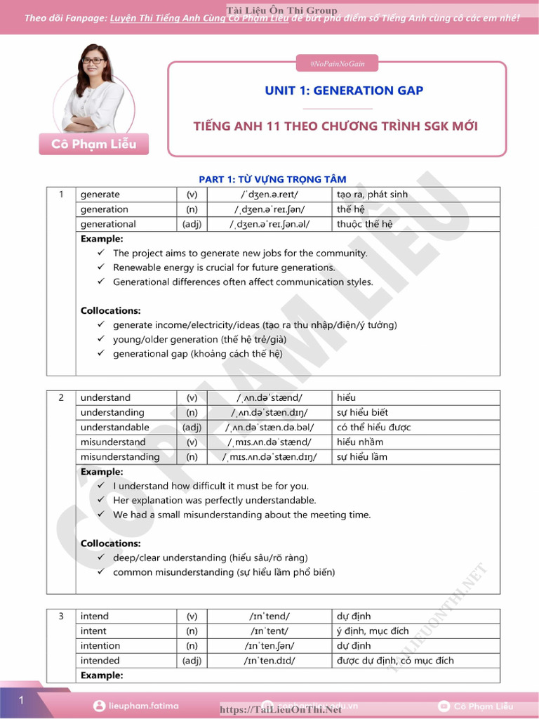 Unit 1 Generation Gap Ly Thuyet PDF | PDF