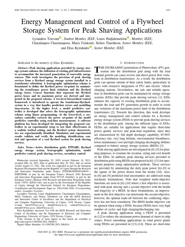 Flywheel Energy Storage for Peak Shaving | PDF | Mathematical ...