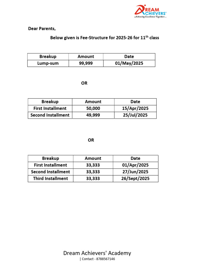 2025-26 11th Class Fee Structure | PDF