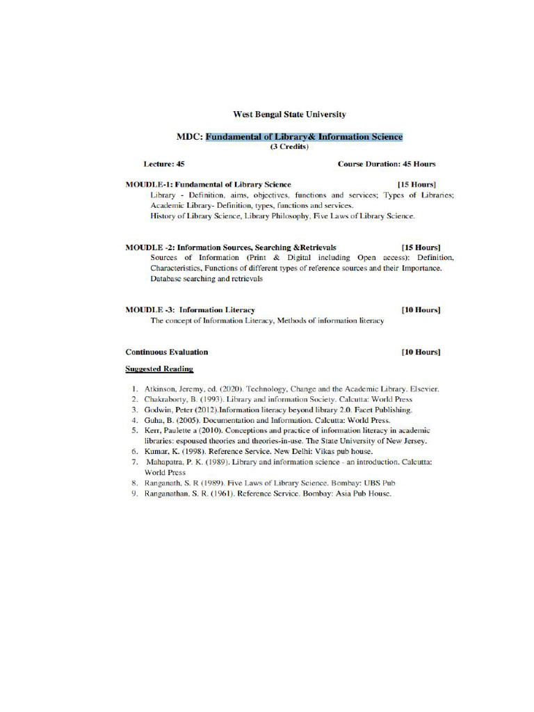 Fundamentals of Library Science | PDF | Information Literacy | Libraries