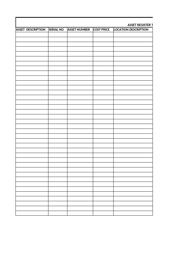 Asset Register Template Overview | PDF