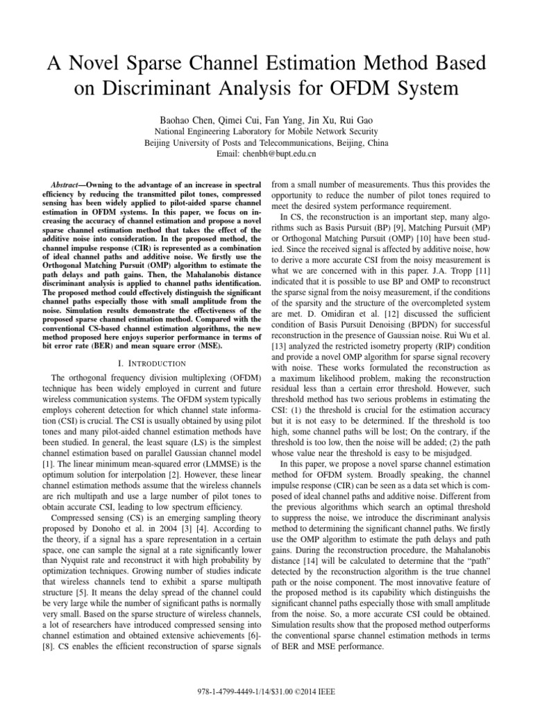 A Novel Sparse Channel Estimation Method Based On Discriminant Analysis ...