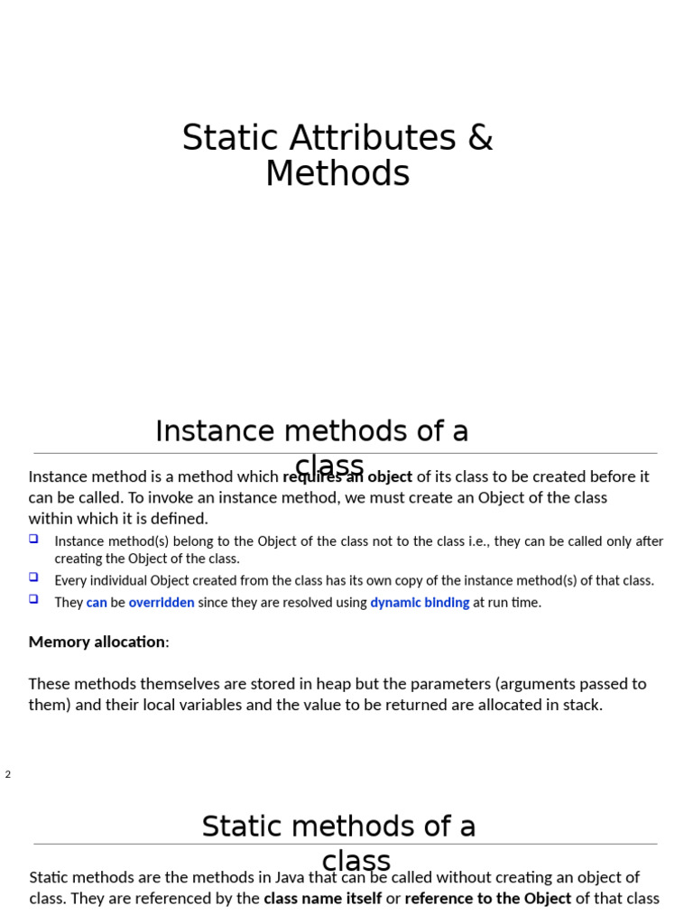 Java Instance and Static Methods Guide | PDF | Method (Computer ...