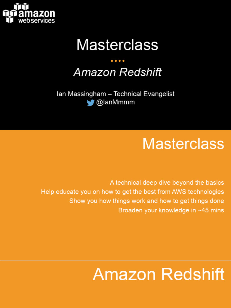 Amazon Redshift Masterclass Overview | PDF | Amazon Web Services | Backup