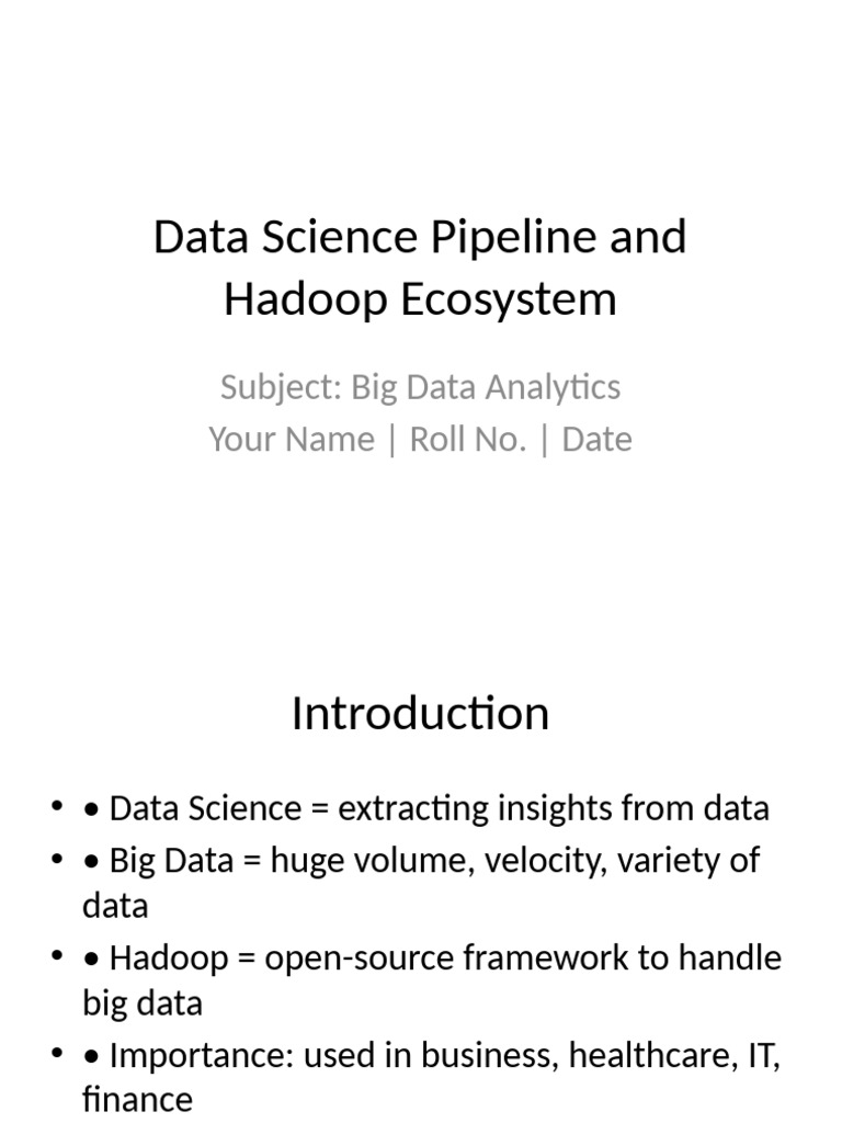 Data Science Pipeline Hadoop Diagrams | PDF