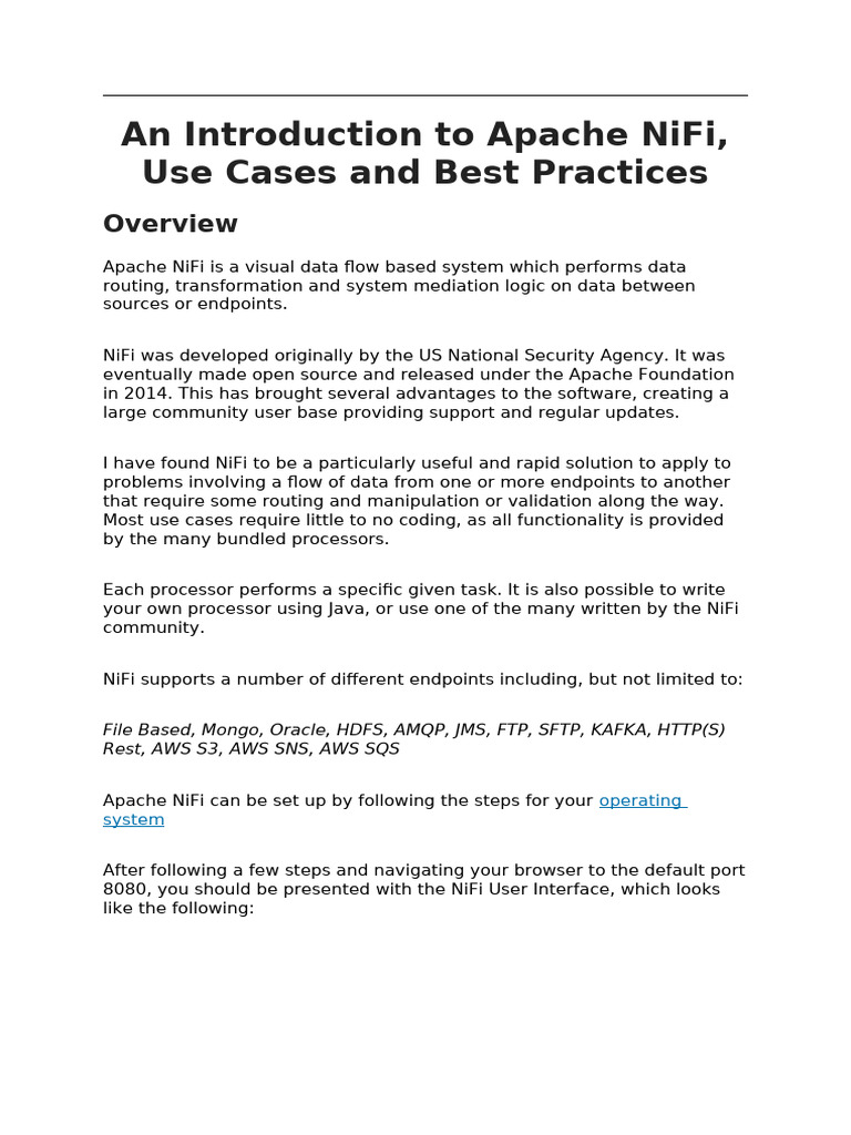 Apache NiFi Use Cases Overview | PDF | Computer File | Databases