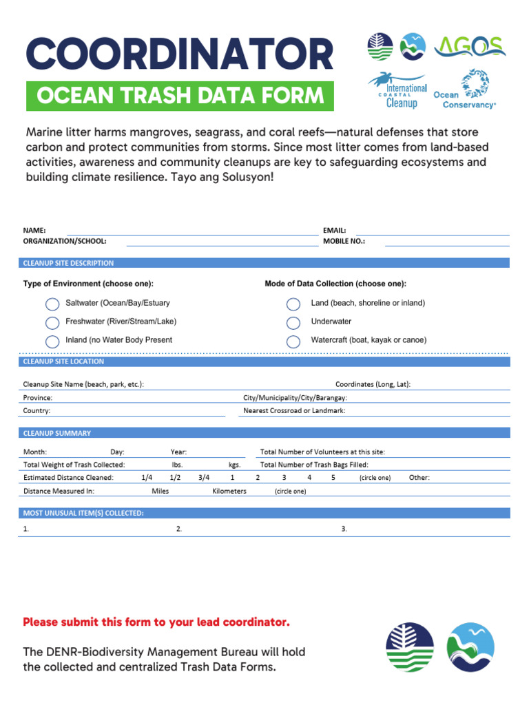 Ocean Trash Data Submission Form | PDF | Earth Sciences | Hydrography
