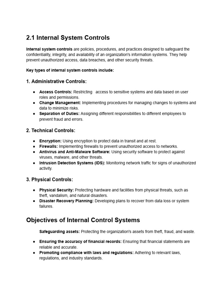 Internal System Controls Overview | PDF | Internal Control | Computer ...