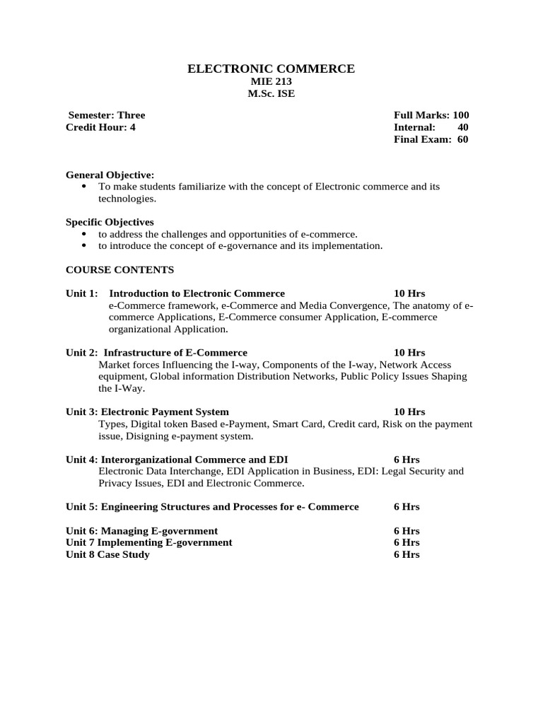 Electronic Commerce Course Overview | PDF