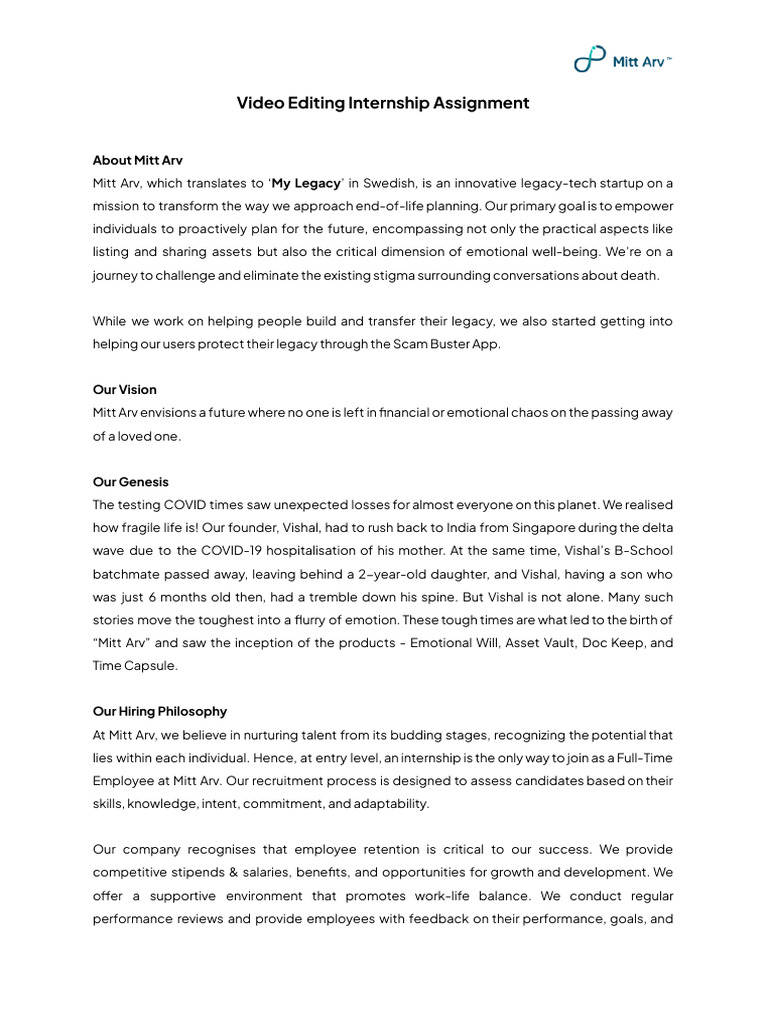 Video Editing Internship Assignment October 2025 (1) | PDF | Internship ...