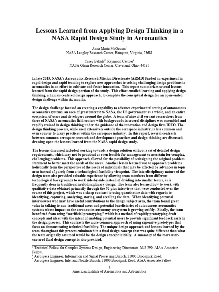 Design Thinking NASA | PDF | Design Thinking | Interdisciplinarity