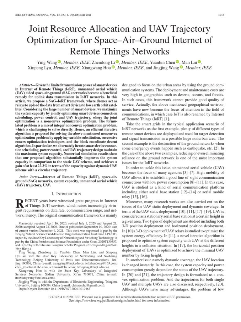 UAV Trajectory Optimization in IoRT Networks | PDF | Mathematical ...