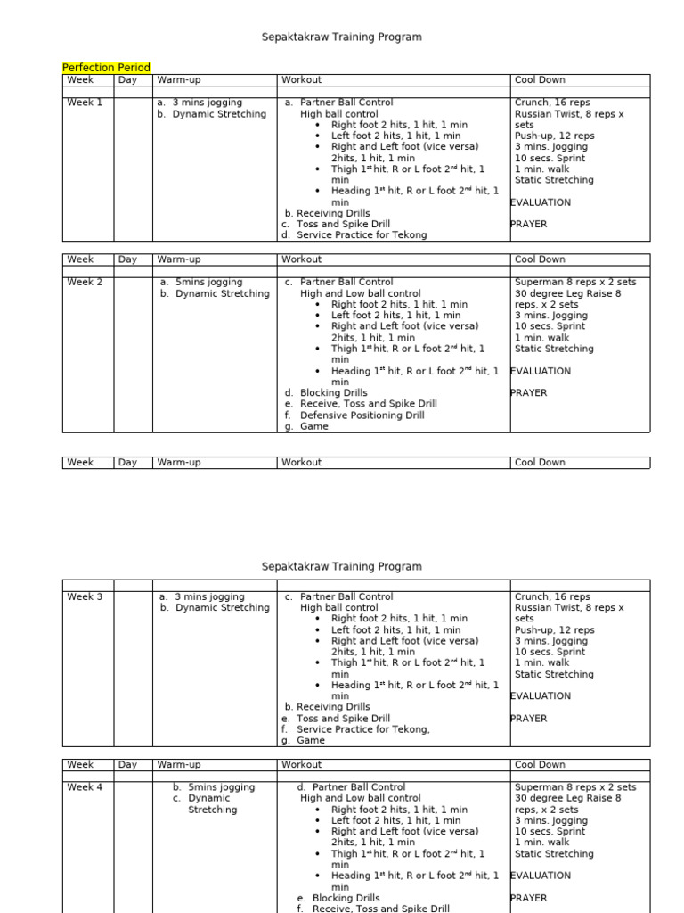 Sepaktakraw Training Program Guide | PDF