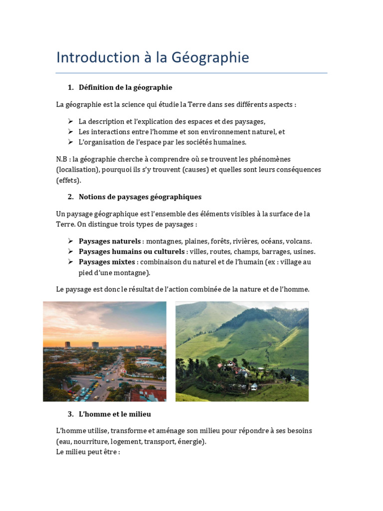 Introduction à la Géographie et ses Concepts | PDF | Géographie | Paysage