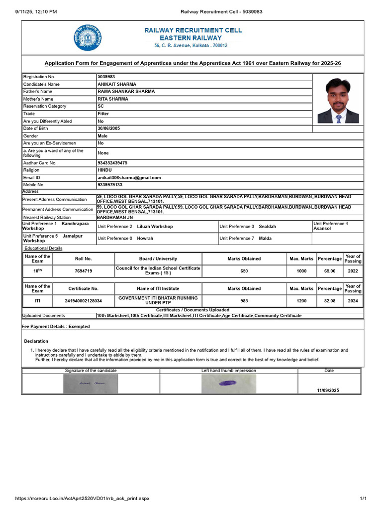 Apprentice Application Form 2025-26 | PDF