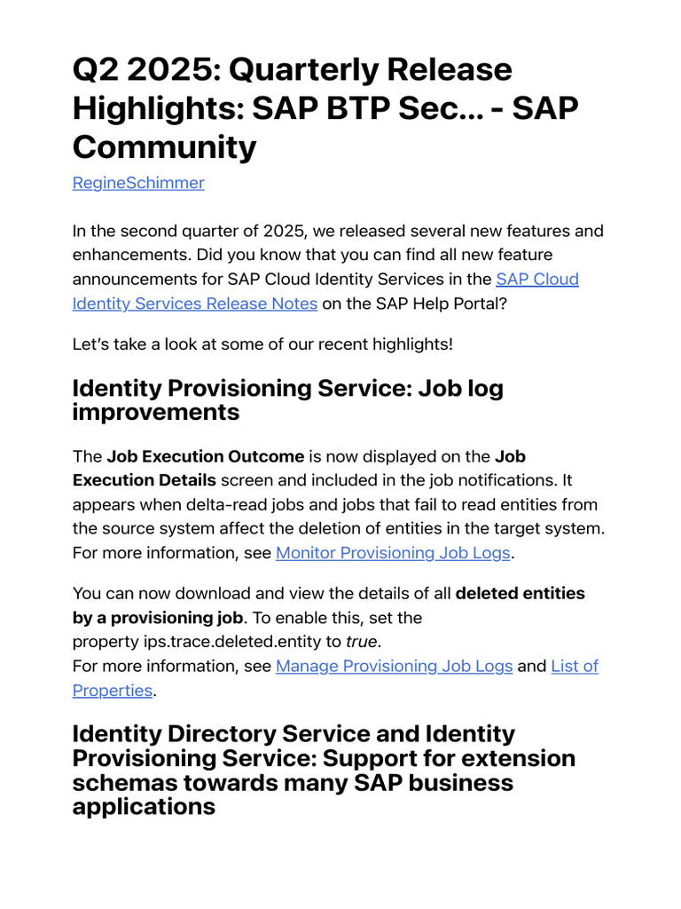 Q2 2025 - Quarterly Release Highlights - SAP BTP Sec... - SAP Community ...
