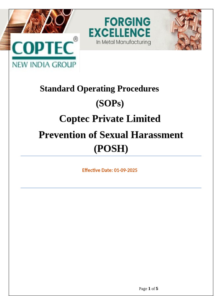 Coptec POSH Complaint Procedures | PDF | Complaint | Sexual Harassment