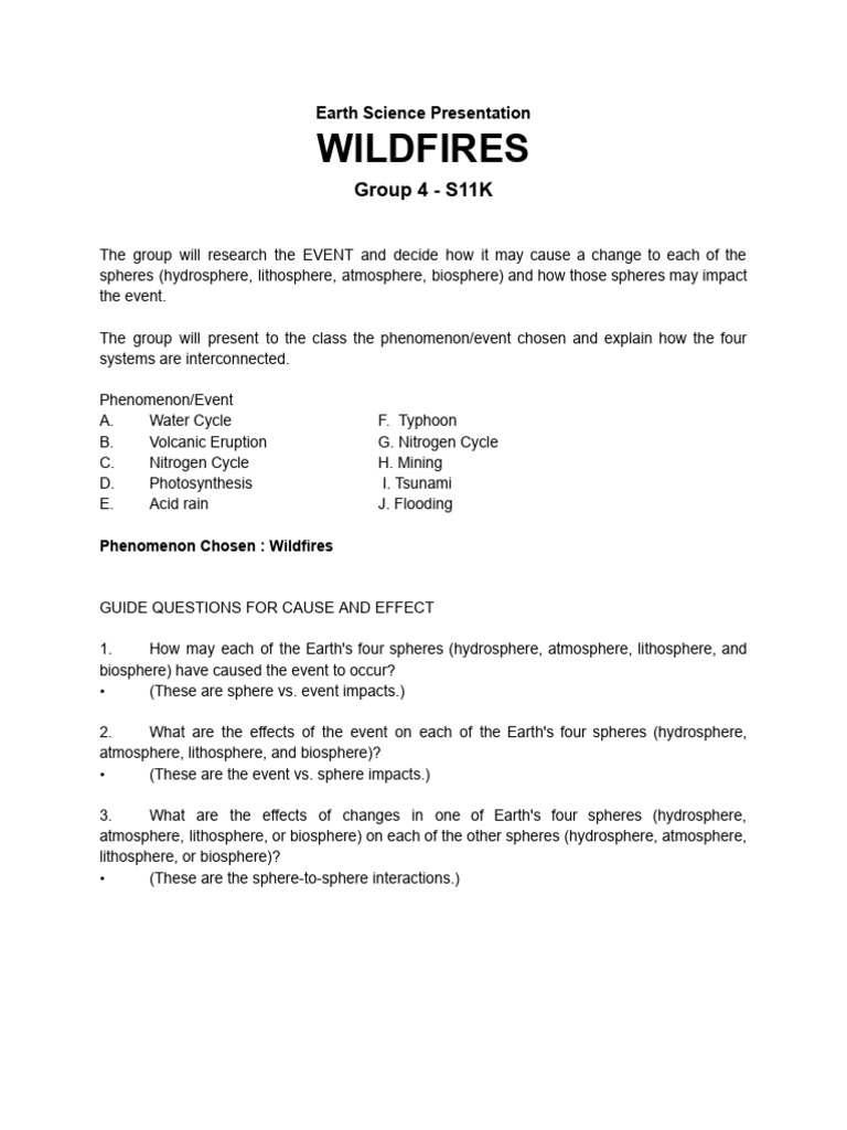 Impact of Wildfires on Earth's Spheres | PDF | Wildfire | Earth