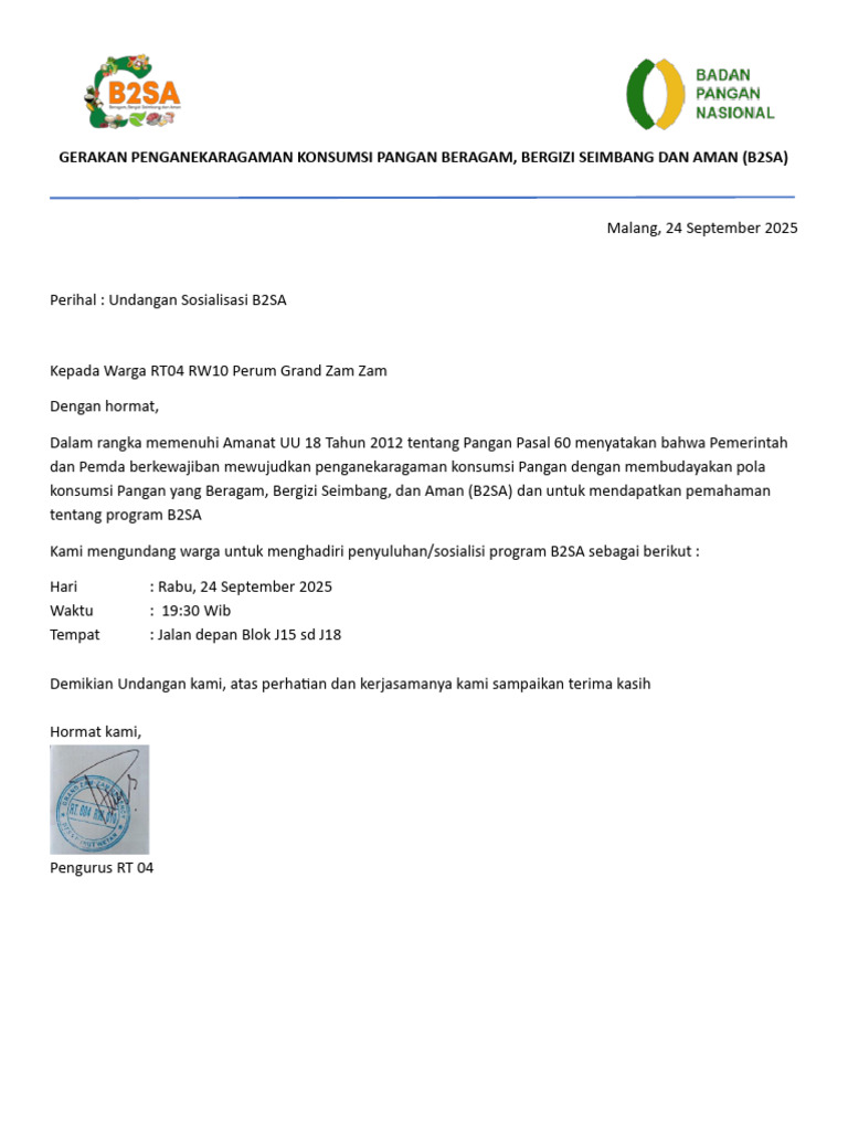 Sosialisasi Program B2SA untuk Warga | PDF
