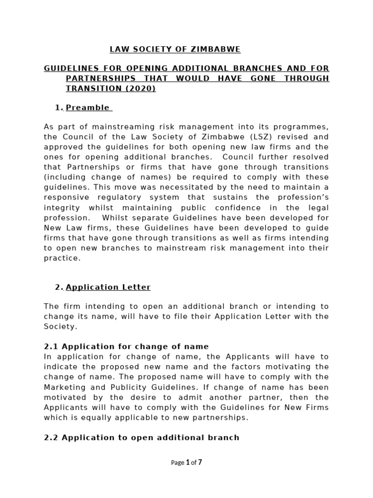 Zimbabwe Law Society Branch Guidelines | PDF | Banks | Policy