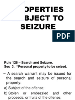 Properties Subject To Seizure