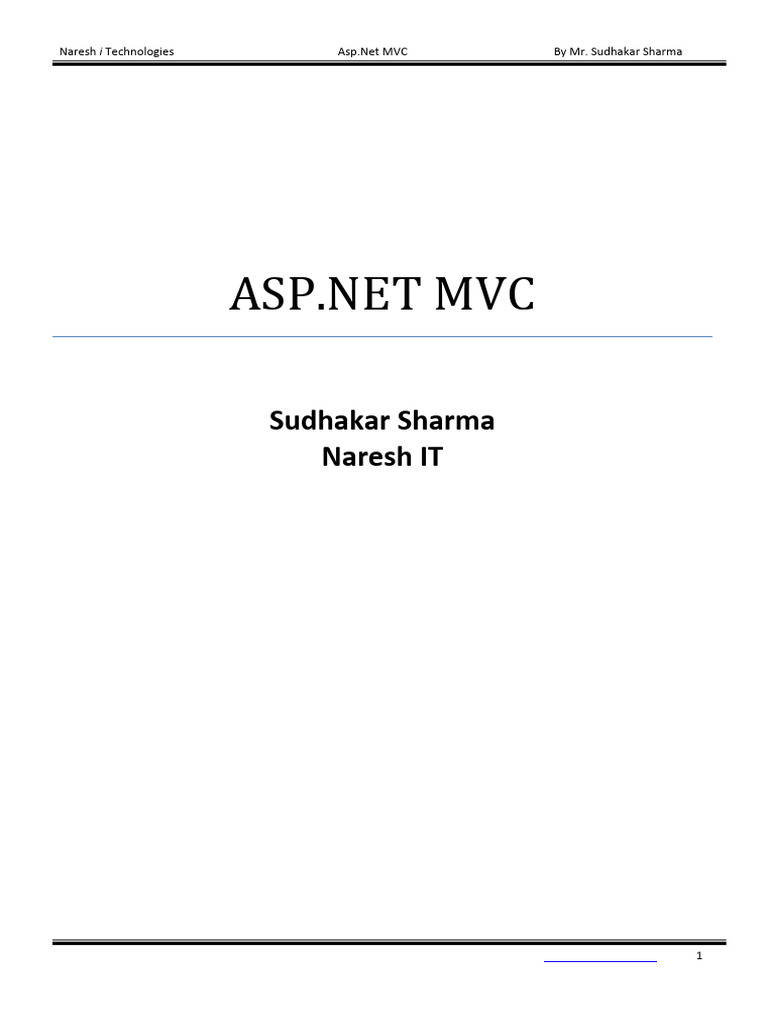 ASP.NET MVC Guide by Sudhakar Sharma | PDF | Model–View–Controller ...