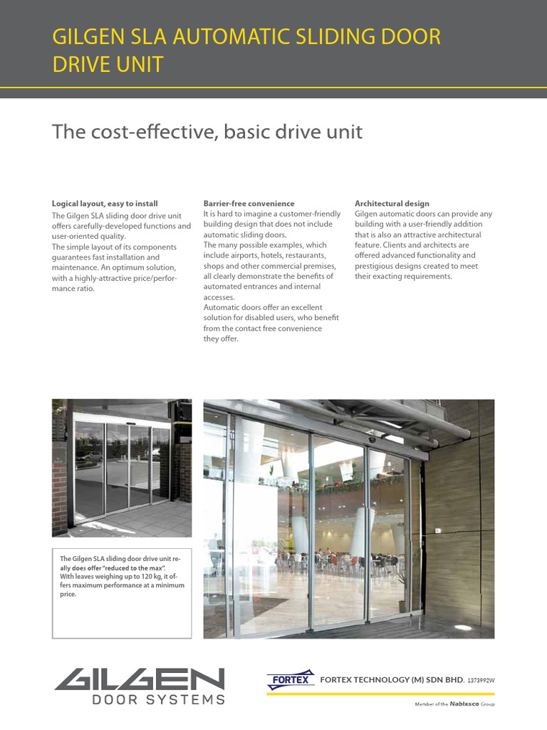 Gilgen SLA Automatic Sliding Door Overview | PDF | Door