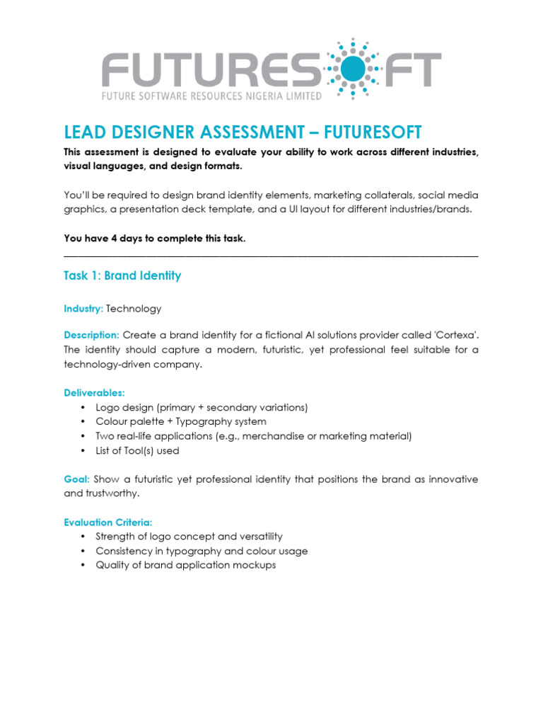 Lead Designer Assessment Guide | PDF | Human Communication | Design