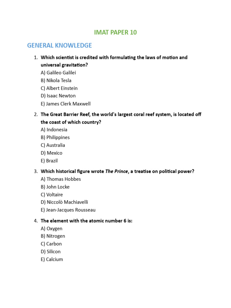 Imat Paper 10 | PDF | Electronvolt | Chemical Equilibrium