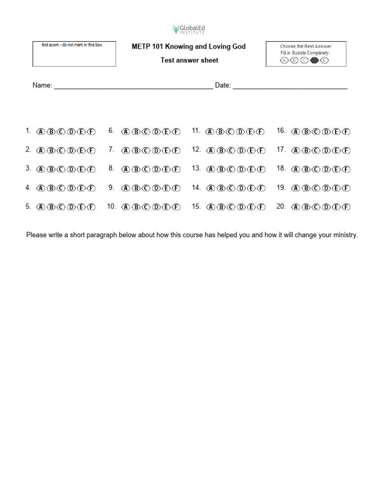 METP 101 Answer Sheet | PDF