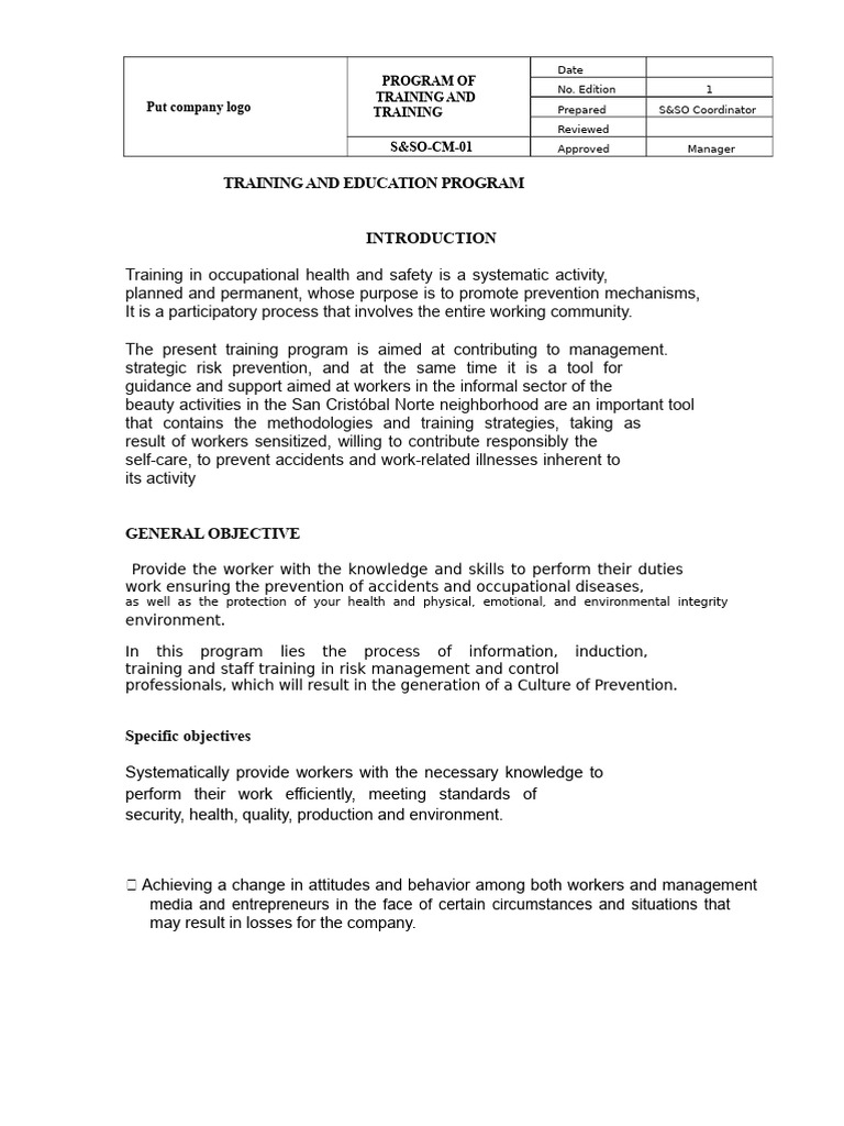 Occupational Health Training Program | PDF | Occupational Safety And ...