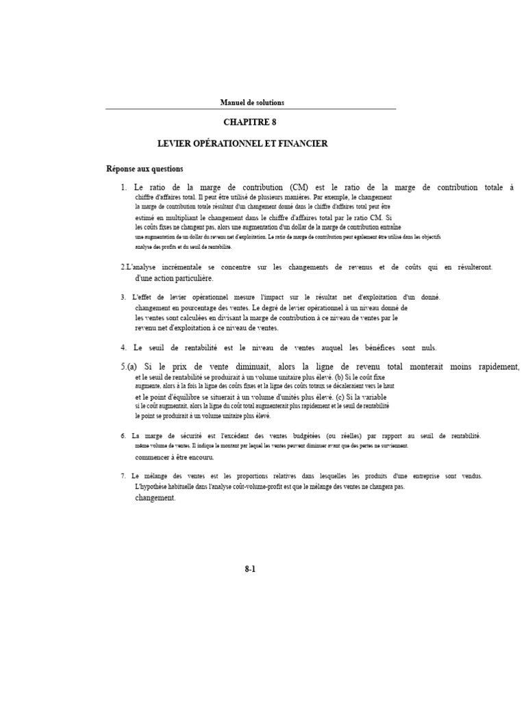 Levier opérationnel et financier expliqué | PDF | Effet de levier ...