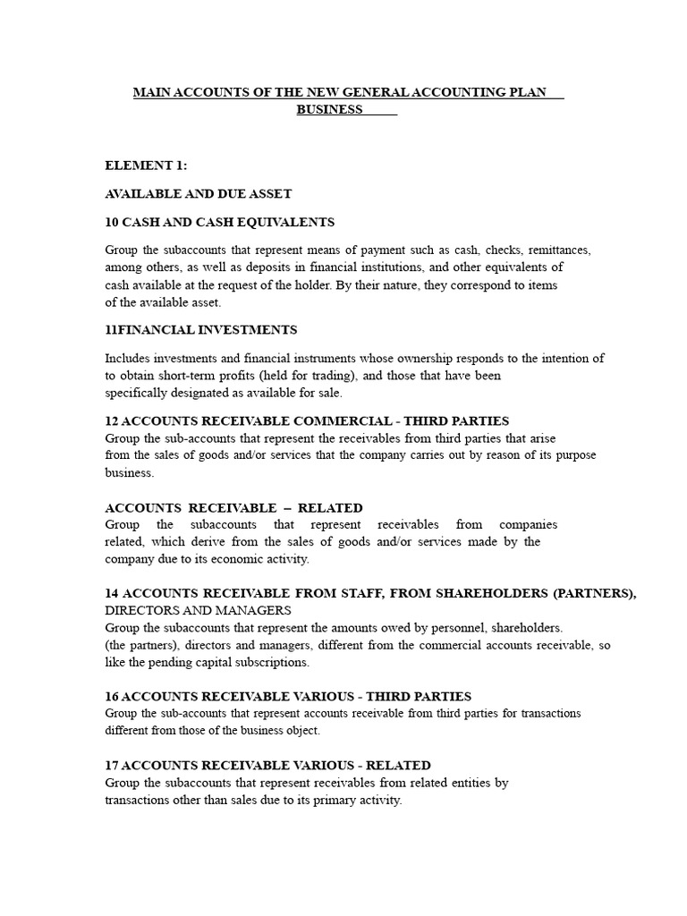 Main Accounts in General Accounting Plan | PDF | Taxes | Expense