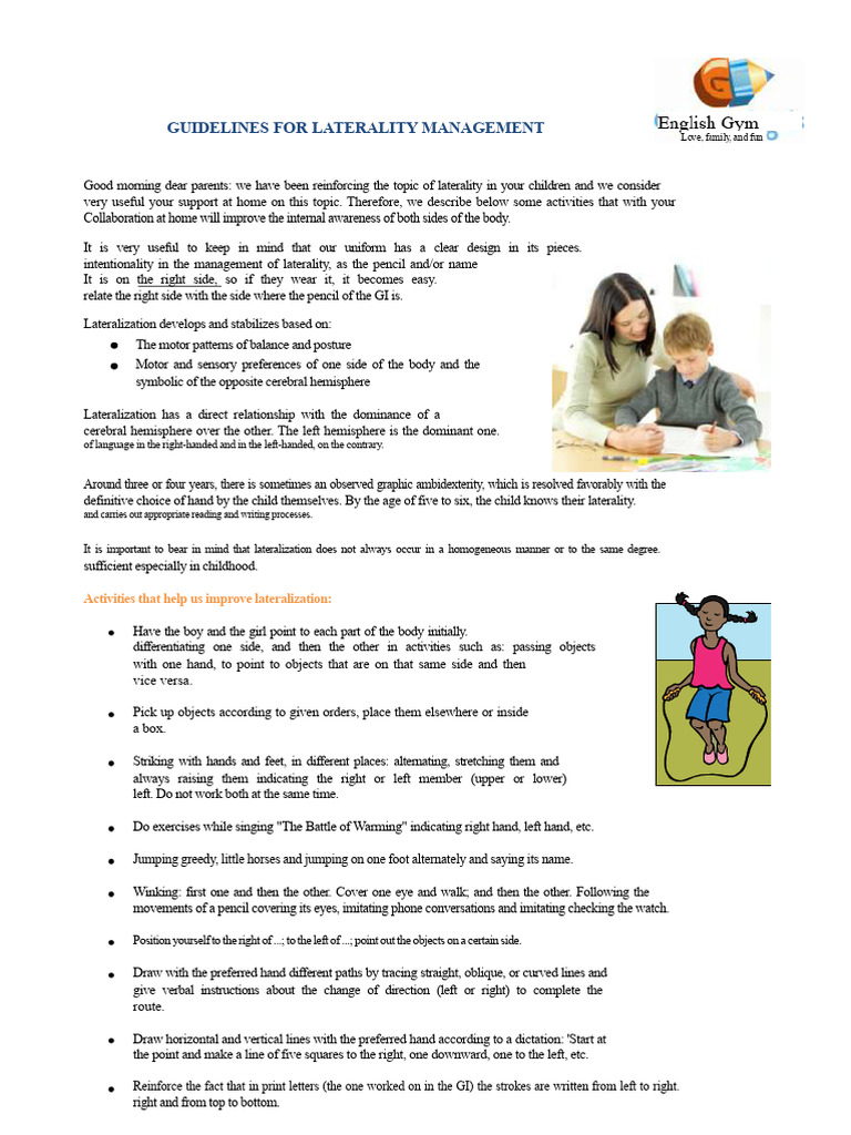 Lateralization Activities for Children | PDF | Lateralization Of Brain ...