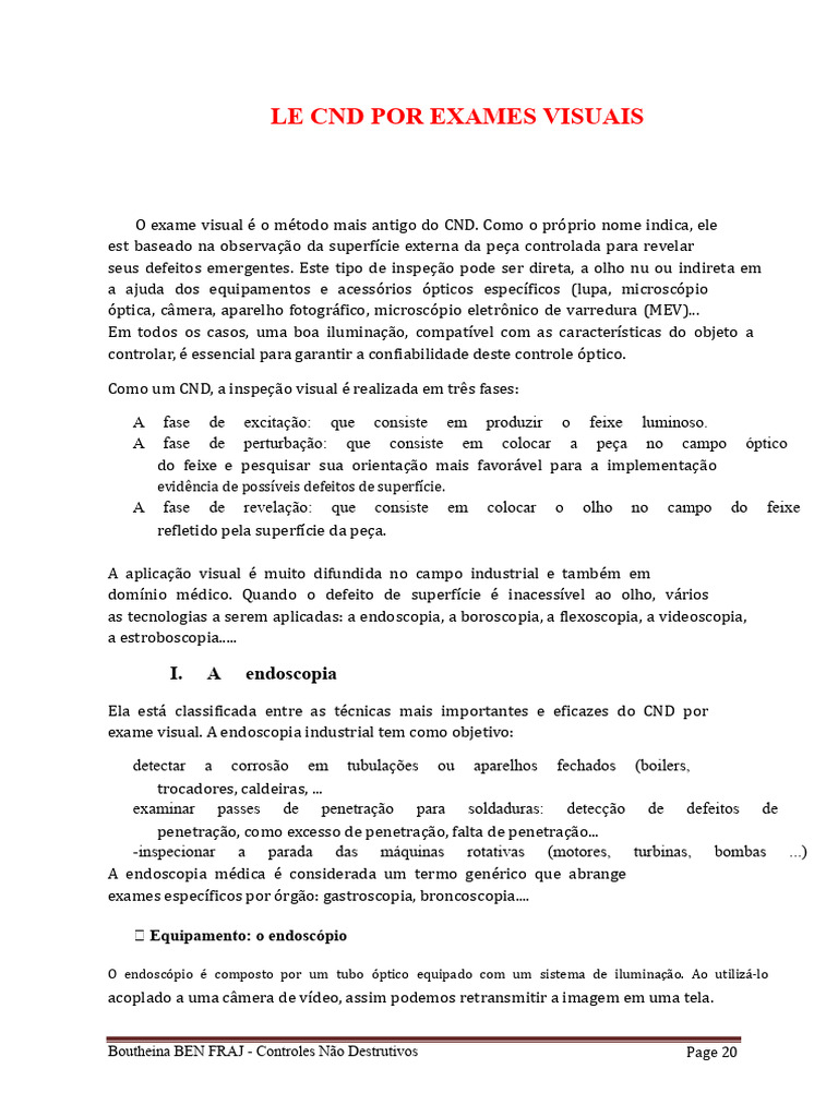Capítulo 3 O Cnd Por Exames Visuais | PDF | Câmera | Microscópio ...