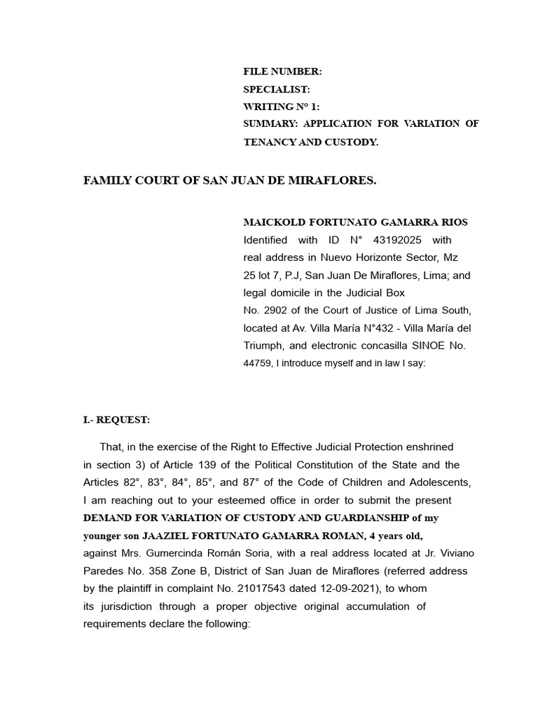 Custody Variation Application for Minor | PDF | Child Custody | Family