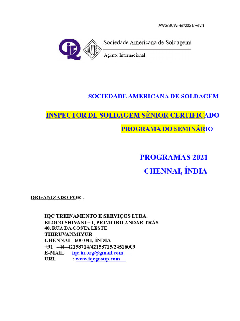 Seminário SCWI 2021 em Chennai, Índia | PDF | Bancos | Conta de transação