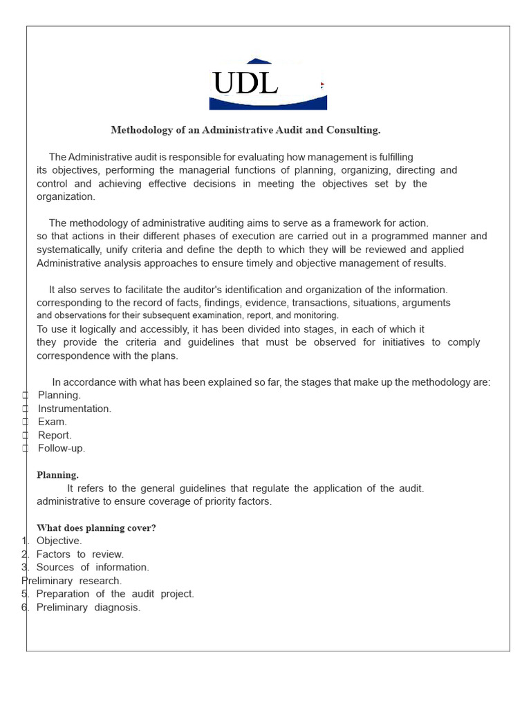 Administrative Audit Methodology Guide | PDF | Audit | Methodology
