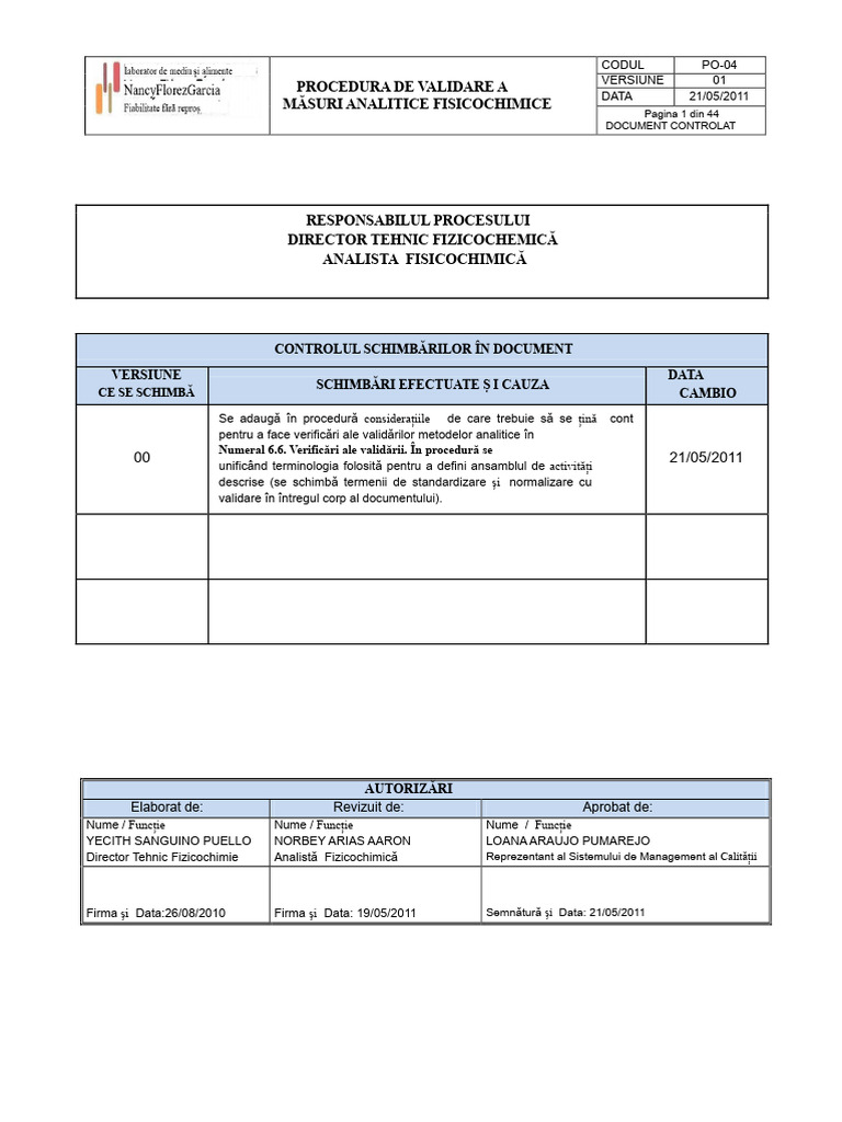 Po 04 Procedura de Validare A Metodelor Analitice PDF | PDF