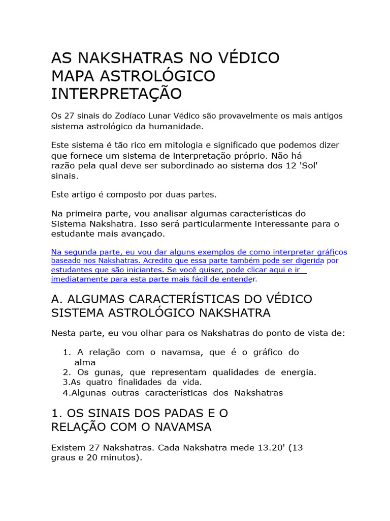 Nakshatras Védicos: Interpretação e Características | PDF | Signo do ...