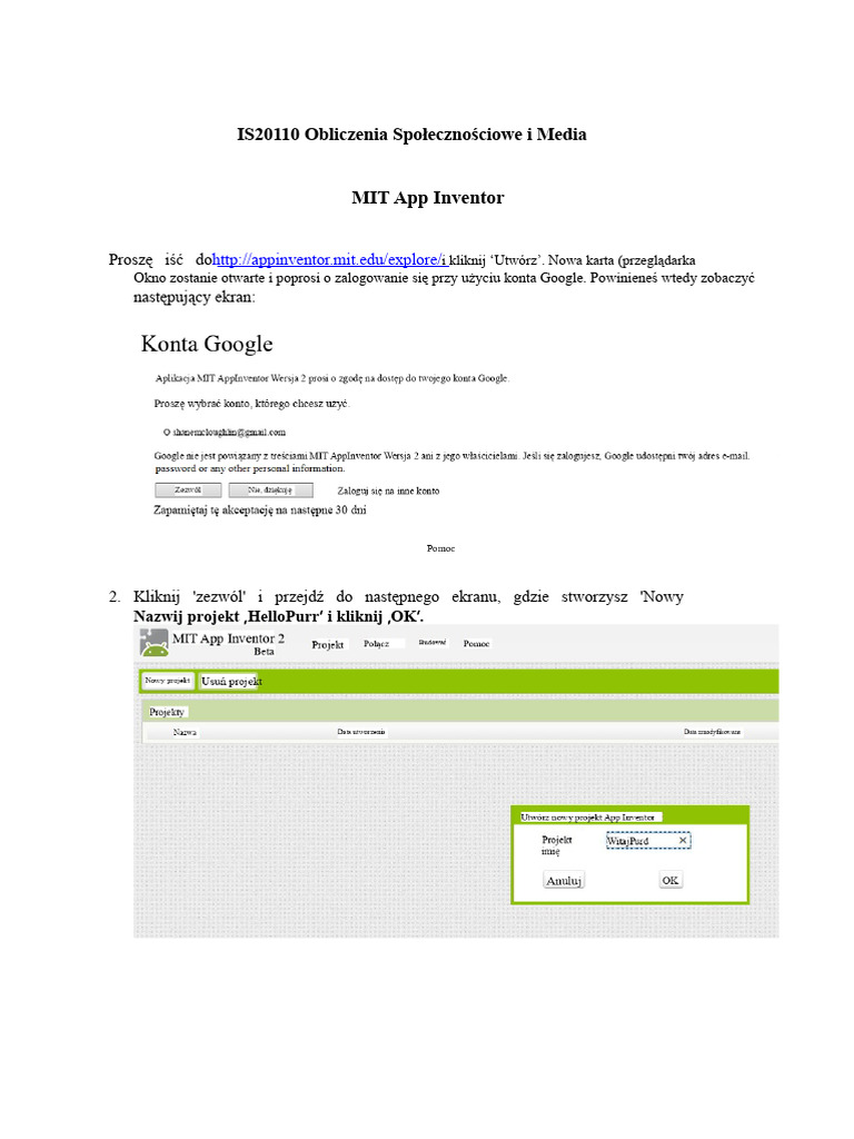 Instrukcje MIT App Inventor | PDF
